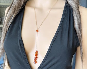 Halskette aus rohem Karneol, Silber, roter Edelstein, goldener Karneol-Anhänger, Geburtsstein-Halskette für Juli, Geschenkidee, Schmuckstück zum Thema Liebe