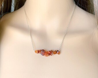 Genuine Carnelian Necklace Gold, Red Crystal Necklace Sterling Silver Handmade Carnelian Jewelry, July Birthstone Necklace, Gemstone Gifts