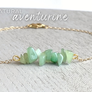 AVENTURINE ANKLET Sterling Silver, 14k Gold Green Aventurine Jewelry, Green Crystal Anklet Gift for Bridesmaids Anklet, Tiny Gemstone Anklet