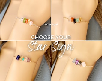 Crystal Zodiac Bracelets, Horoscope Astrology Ankle Bracelets, Personalized Healing Crystal Bracelet, Birthstone Bracelets for Women, Mother