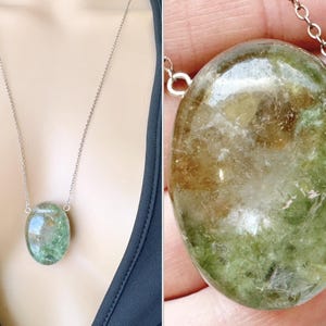 HUGE Lodolite Necklace, Raw Garden Quartz Necklace, Quartz Crystal Necklace, Phantom Quartz Pendant, Clear Quartz Necklace with Inclusions