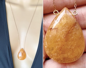 Raw Citrine Necklace Gold, Citrine Crystal Pendant Necklace, Yellow Stone Necklace, November Birthstone, Real Citrine Jewelry, EXACT STONE