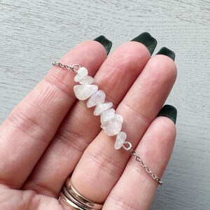 RAW MOONSTONE ANKLET Gold or Silver Moonstone Jewelry, June Birthstone Gift for Bridesmaids Anklets Real Crystal Ankle Bracelet, Boho Anklet image 8
