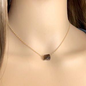 Smokey Quartz Necklace Gold or Silver Dainty Crystal Necklace Brown Small Quartz Gemstone Layering Necklace, Protection Stone Necklace Women