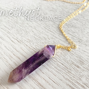 Amethyst Pendant Necklace, Purple Crystal Necklace, February Birthstone Necklace, Mens Amethyst Necklace, Boho Necklace, Healing Crystal