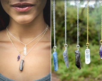 Customized Raw Crystal Necklace, Rough Stone Necklace, Rose Quartz Necklace, Custom Stone Pendant, Healing Crystals, Birthday Gift for Mom