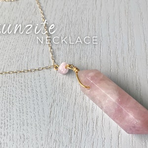 Kunzite Necklace Silver or Gold Raw Crystal Point Necklace, Purple Gemstone Necklace, Kunzite Crystal Jewelry, Gift for New Moms, Wife, Her