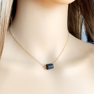 Black Crystal Choker Necklace Silver or Gold Tourmaline Jewelry, Raw Gemstone Necklace, Birthday Gift for Women, Wife, Mother, Girlfriend
