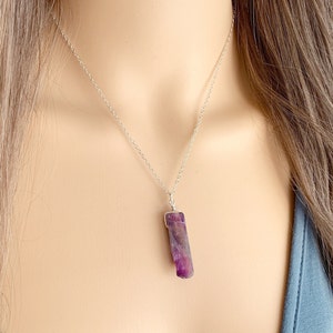Amethyst Pendant Necklace Silver Purple Crystal Jewelry, Amethyst Necklace Gold, February Birthstone Necklace, Birthday Gift for Mom, Sister