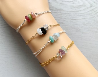 Personalized Gift Ideas, Customized Crystal Bracelet, Personalized Gift Crystal Bracelet, Custom Birthstone Bracelet, Raw Crystal Bracelet