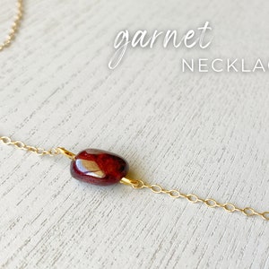 Genuine Garnet Stone Necklace Quality Gold Chain, January Birthstone Necklace, Red Gemstone Necklace Sterling Silver, Red Crystal Necklace
