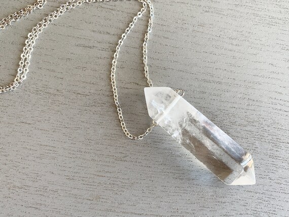 Collana Kunzite Rosa Naturale Con Ciondolo A Doppia Punta - Argento Sterling 925, Catenina 50 Cm, Regalo Con Custodia