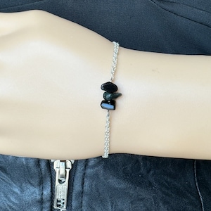 Protection Stone Bracelet Gold Filled Obsidian Bracelet, Black Obsidian Jewelry, Crystal Bracelet, Stacking Bracelet, Black Stone Bracelet