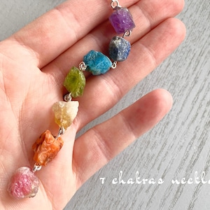 7 Chakra Necklace, Gemstone Necklace, Raw Crystal Chakra Necklace, Statement Necklace, Raw Gemstone Necklace, Gift for Her, Necklace for Mom