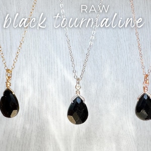 Black Crystal Necklace, Empath Protection Necklace, Black Tourmaline Necklace, Black Stone Pendant, Witch Crystal Necklace, Boho Necklace