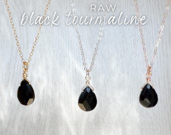 Black Crystal Necklace, Empath Protection Necklace, Black Tourmaline Necklace, Black Stone Pendant, Witch Crystal Necklace, Boho Necklace