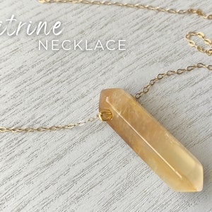 Raw Citrine Point Necklace Silver, Gold M Boho Crystal Necklace November Birthstone Necklace, Bridesmaids Necklace, Yellow Gemstone Necklace