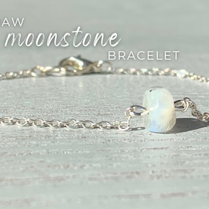 Small Moonstone Crystal Bracelet Sterling Silver or Gold Rainbow Moonstone Jewelry, Dainty Gemstone Stacking Bracelet, Bridesmaid Gift Ideas