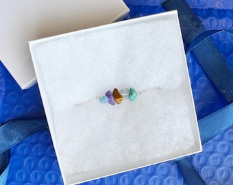 Pulsera de Piscis de plata de ley, joyería astrológica, pulsera de cristal de Piscis hecha a mano, joyería del zodíaco en oro, regalo de cumpleaños para el horóscopo de Piscis