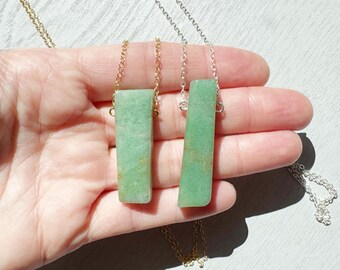 Raw Aventurine Necklace, Green Aventurine Pendant Necklace For Good Luck, Green Crystal Necklace, Gift For Mom, Healing Crystal Gemstone