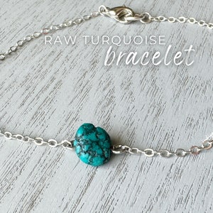 Dainty Turquoise Bracelet Silver or Gold December Birthstone, Turquoise Jewelry, Christmas Gift for Mom, Daughter, Blue Gemstone Bracelet