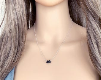 Raw Crystal Necklace, Natural Black Obsidian Necklace Silver, Gemstone Layering Necklace, Obsidian Stone Pendant, Anxiety Healing Necklace