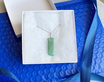 Handgemachte Aventurin Halskette Gold, Grüner Edelstein Kristall Anhänger Sterling Silber, Raw Kristall Halskette Grüner Stein Schmuck für Frauen, Geschenk