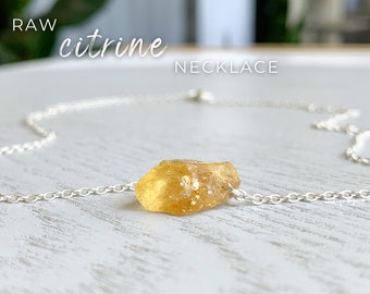 Real Citrine Stone Necklace Gold Filled or Sterling Silver November Birthstone Keepsake Jewelry for Her, Citrine Pendant Crystal Necklace