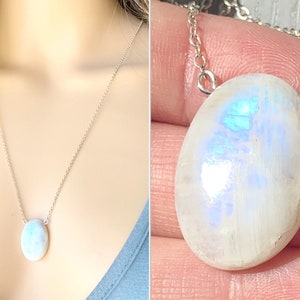 Collier pendentif en pierre de lune, Collier en pierre de lune, Pierre de lune arc-en-ciel, Bijoux en pierre de lune, Collier en or, Colliers pour femmes, Collier en cristal