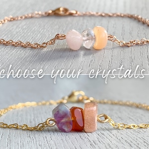 Custom Crystal Bracelet Silver or Gold Personalized Gemstone Bracelet, Customized Birthday Gift Mom, Daughter, Birthstone Bracelet for Women