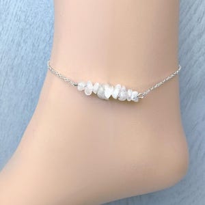 RAW MOONSTONE ANKLET Gold or Silver Moonstone Jewelry, June Birthstone Gift for Bridesmaids Anklets Real Crystal Ankle Bracelet, Boho Anklet image 2