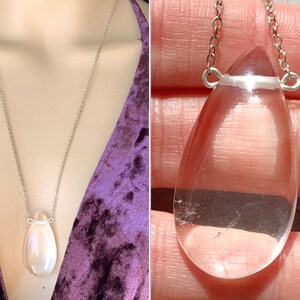 Big Clear Quartz Necklace Silver, Gold Protection Necklace, April Birthstone Pendant Real Crystal Jewelry, Rock Crystal Necklace EXACT STONE