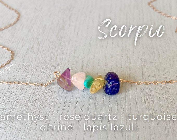 Scorpio Necklace Silver or Gold Zodiac Star Sign Scorpio Astrology Necklace, Crystal Birthstone Jewelry, Birthday Gift for Scorpio Horoscope