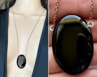 Raw Black Tourmaline Necklace Gold or Silver, Tourmaline Pendant Necklace, Black Tourmaline Jewelry, Black Gemstone Necklace ACTUAL STONE