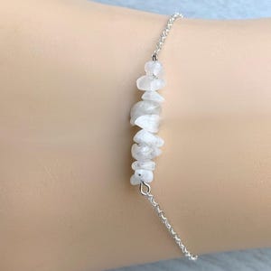 RAW MOONSTONE ANKLET Gold or Silver Moonstone Jewelry, June Birthstone Gift for Bridesmaids Anklets Real Crystal Ankle Bracelet, Boho Anklet image 7
