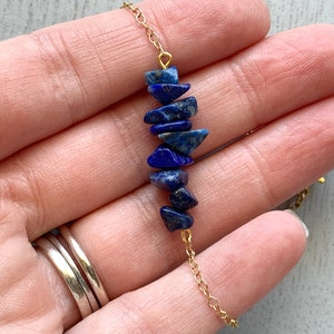LAPIS LAZULI ANKLET Gold or Silver Raw Lapis Jewelry, September Birthstone Jewelry Blue Crystal Ankle Bracelet Blue Gemstone Anklet for Her
