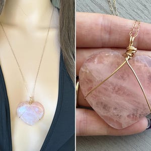 Huge Natural Rose Quartz Necklace, Big Rose Quartz Crystal Pendant, Pink Stone Necklace, Love Necklace, Gift for Mom, Wife, Her ACTUAL STONE