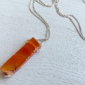 Red Carnelian Necklace Long Crystal Necklace For Women, Raw Carnelian Jewelry, Red Stone Necklace for Men, Carnelian Pendant Necklace