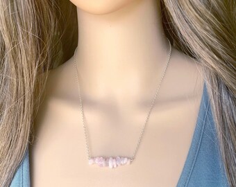 Naturligt Kunzit Halsband Sterlingsilver, Handgjorda Kunzit Smycken Guld, Rosa Lila Kristall Ädelstens Halsband, Kärlekshalsband Gåvor