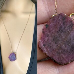 RAW Ruby Necklace, Natural Ruby Gemstone Pendant, July Birthstone Necklace Gift for Her, Mothers Day Necklace Gift Passion Stone EXACT STONE