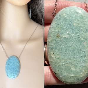 Riesige echte Aquamarin Anhänger, März Birthstone Halskette, Große Aquamarin Halskette Silber Gold, Rohe Kristall Halskette, Blaue Stein Halskette