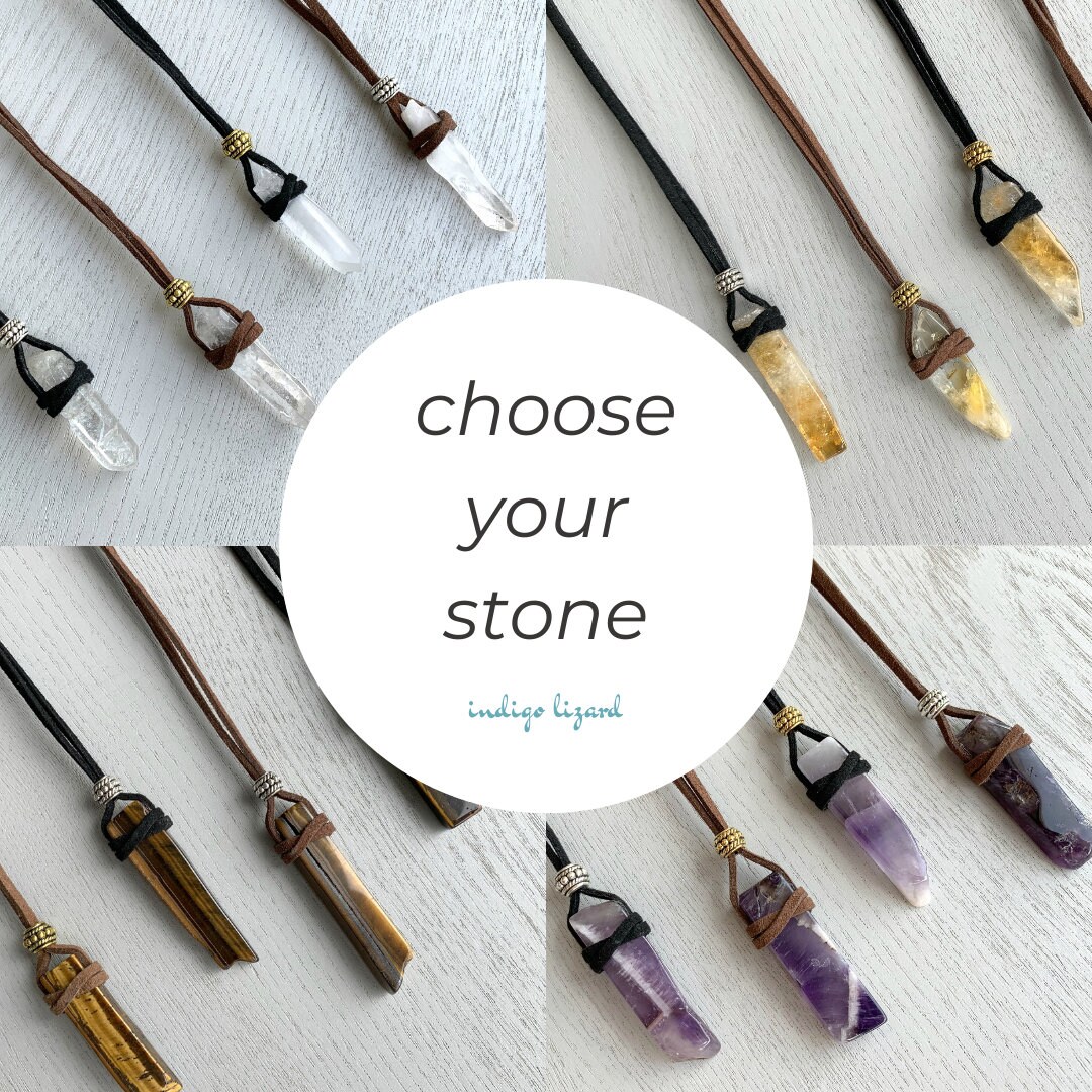 MENS CRYSTAL NECKLACE Select Your Stone Custom Crystal Etsy