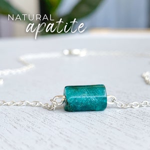 Simple Blue Stone Choker Necklace Silver or Gold Crystal Necklace, Raw Apatite Necklace, Apatite Jewelry, Blue Gemstone Gift for Her, Him