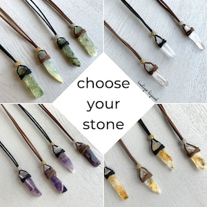 MENS CRYSTAL NECKLACE Select your Stone, Custom Crystal Necklace Christmas Gift for Him, Gift for Boyfriend Personalized Crystal Necklace