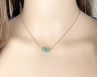 Collier en véritable aventurine et argent sterling, collier fait main en cristal vert, bijoux en aventurine et or, cadeau porte-bonheur pour femme