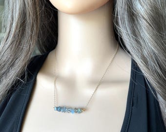 Collar de labradorita natural de plata de ley, collar de cristal de labradorita dorado, joyería de labradorita, collar metafísico para personas empáticas