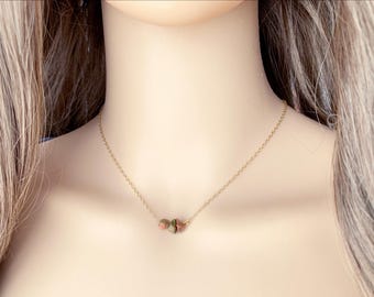 Handmade Unakite Jasper Necklace Gold or Silver Unakite