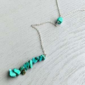 Natural Turquoise Necklace, Genuine Turquoise Jewelry, Boho Crystal Necklace, Raw Turquoise Jewelry, December Birthstone Necklace for Sister