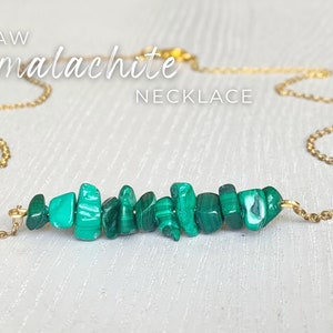 Malachite Necklace Gold or Silver Healing Crystal Gifts for Women Green Gemstone Necklace, Natural Malachite Necklace, Heart Chakra Necklace