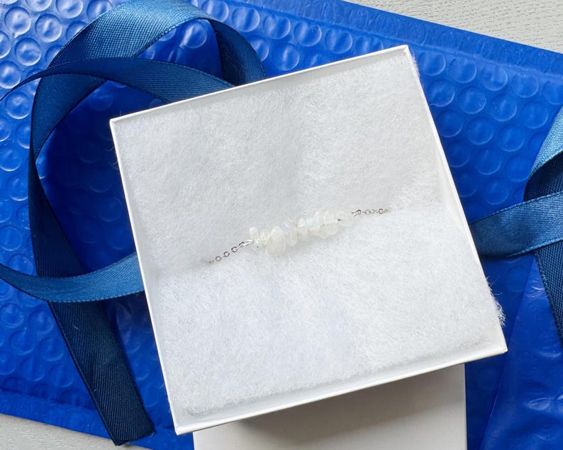 RAW MOONSTONE ANKLET Gold or Silver Moonstone Jewelry, June Birthstone Gift for Bridesmaids Anklets Real Crystal Ankle Bracelet, Boho Anklet image 4